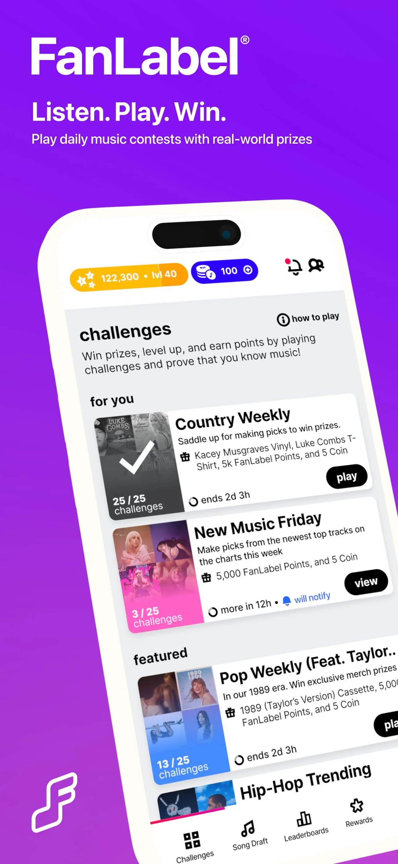 FanLabel: Daily Music Contests Screenshot 1