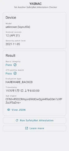 YASNAC - SafetyNet Checker Screenshot 1