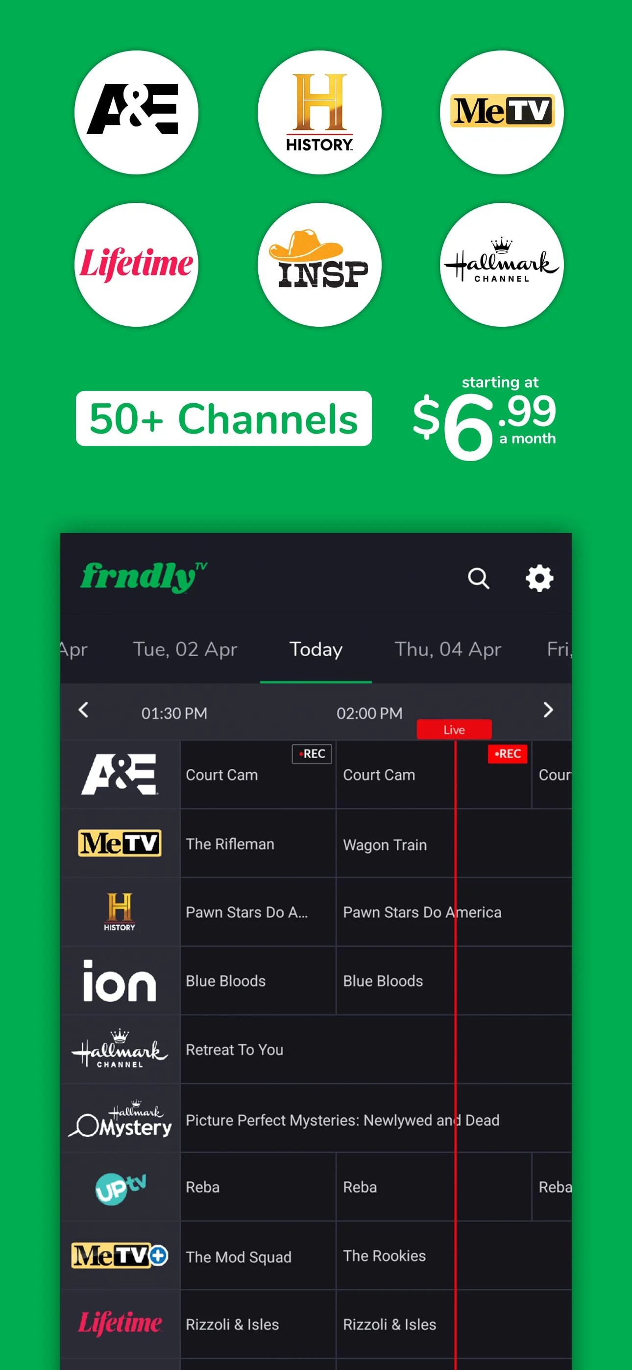 Frndly TV: Live TV & Movies. Screenshot 1