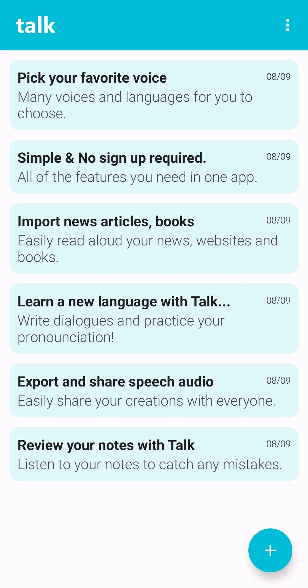 Talk: Text to Voice Screenshot 1