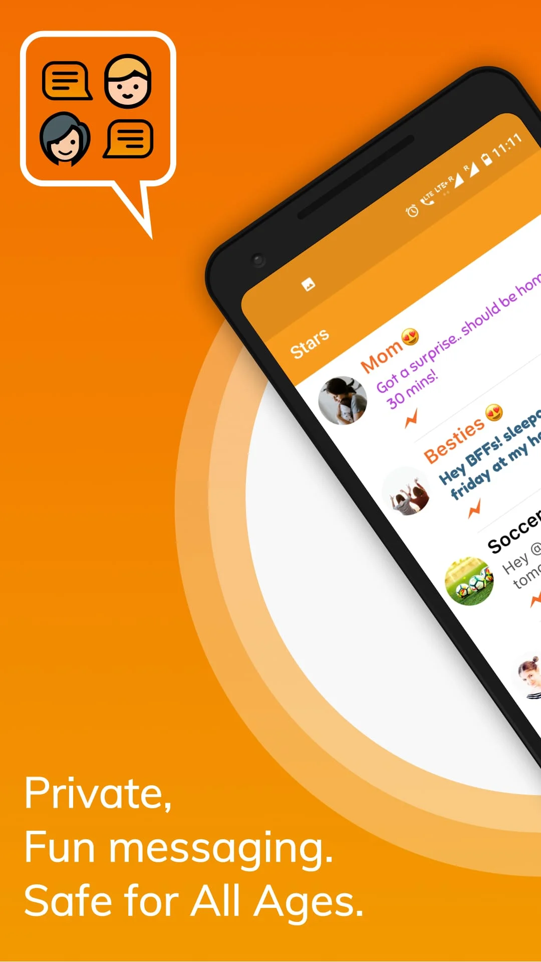 Stars Messenger Kids Safe Chat Screenshot 1