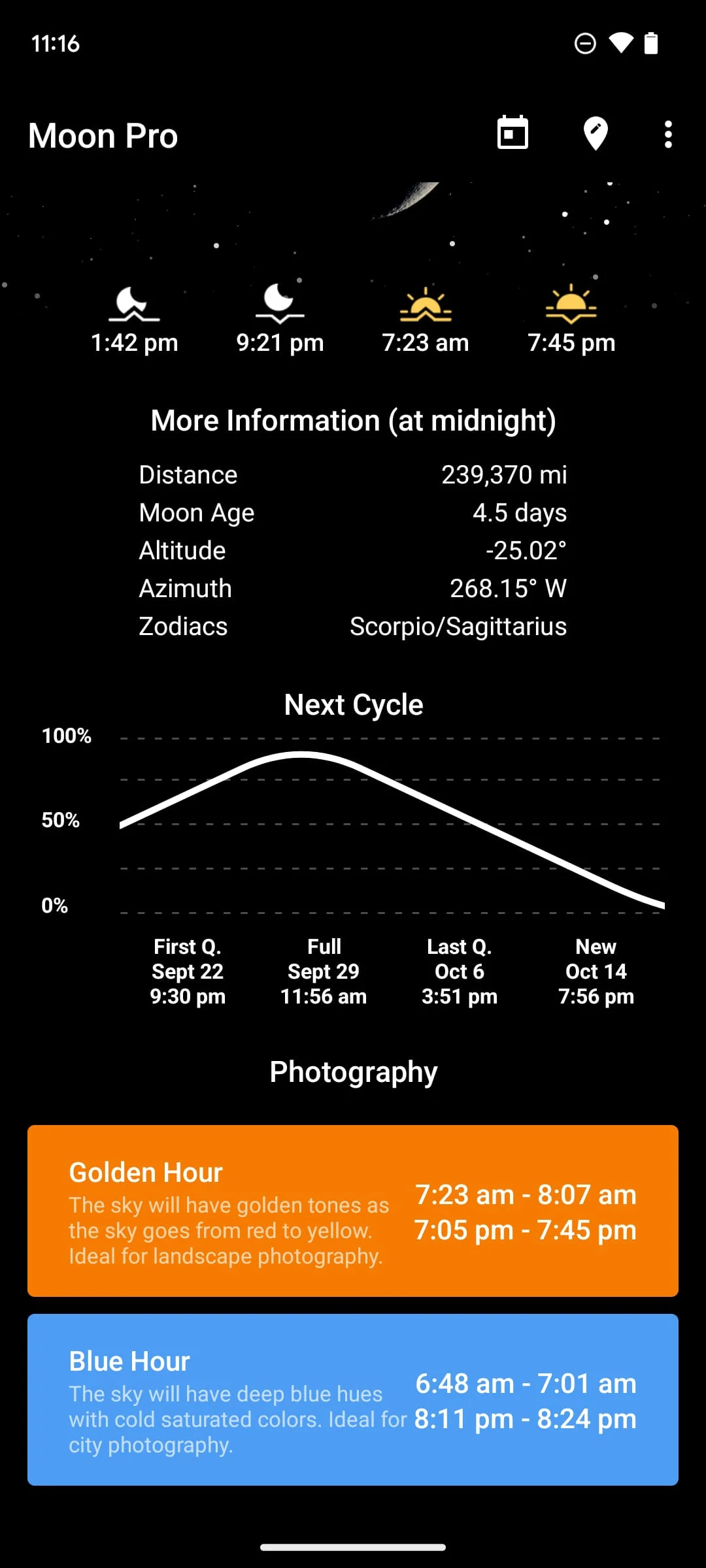 My Moon Phase - Lunar Calendar Screenshot 2