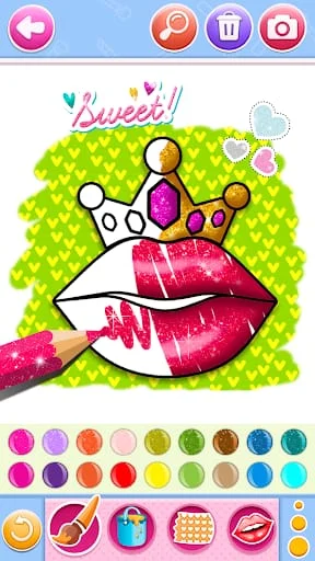 Glitter lips coloring game Screenshot 1