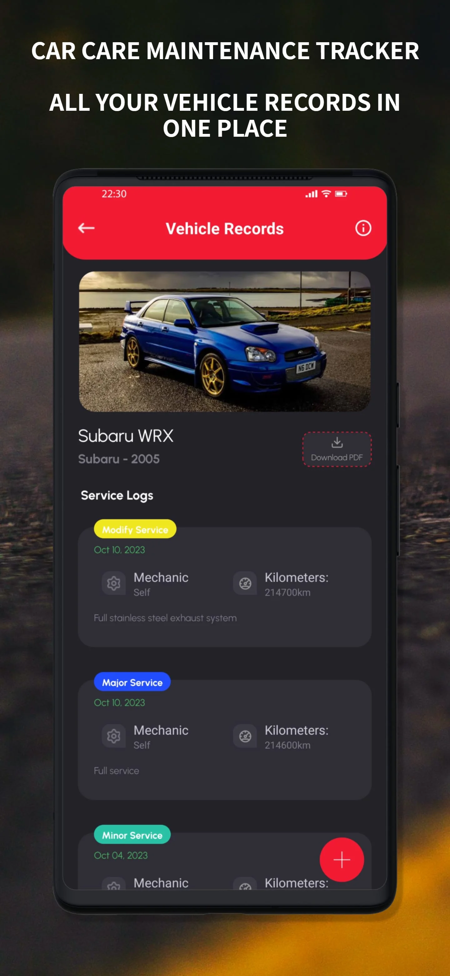 Loggy: Car maintenance log app Screenshot 1