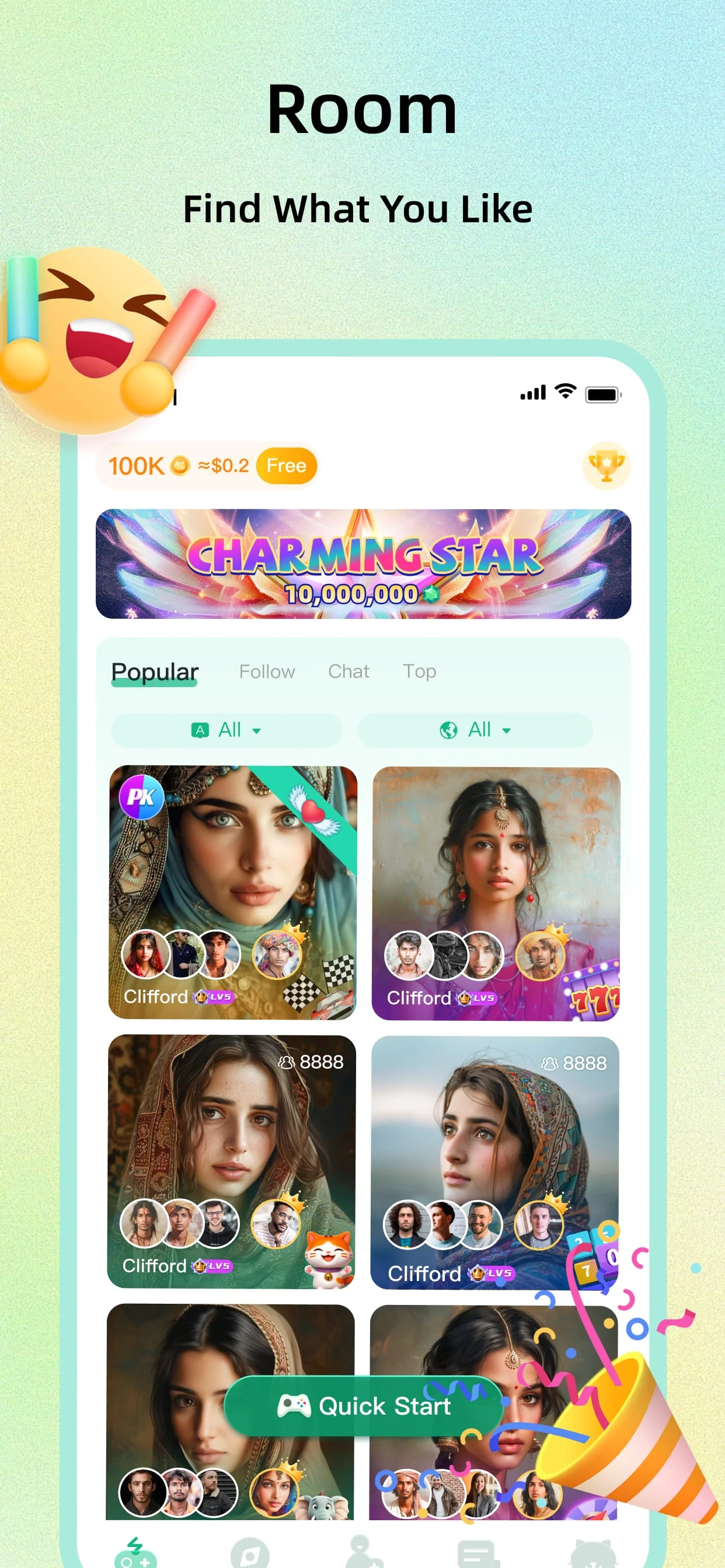 Gemgala - Party & Chat & Games Screenshot 1
