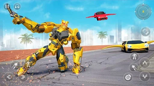 Flying Car Robot Shooting Game Screenshot 2